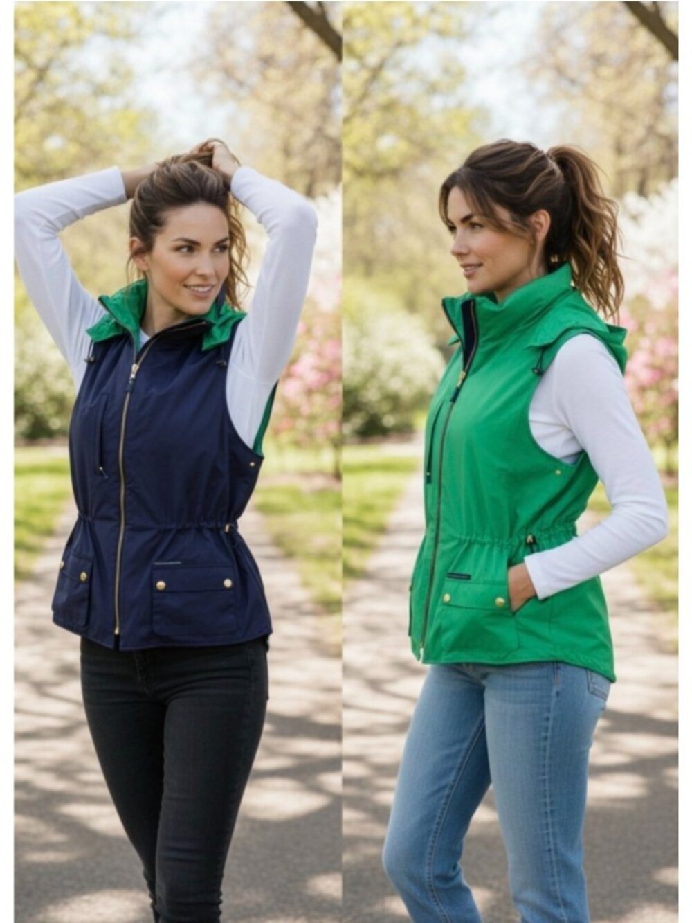 Lauren Ralph Lauren Reversible Vest Navy to Green Women's Size M Sporty Preppy
